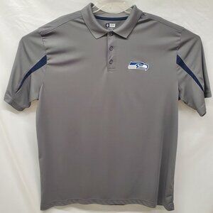 NFL Seahawks Team Apparel Men's Polo Shirt 3X Gray Blue Hawks Seattle Football
